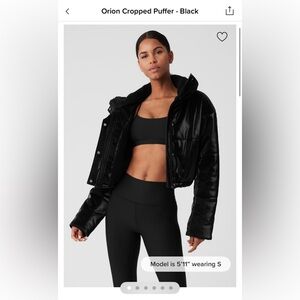 Alo Orion Cropped Puffer - Size XS (Black)